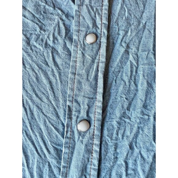 Wrangler Mens Denim Western Snap Shirt Blue L - Picture 5 of 11